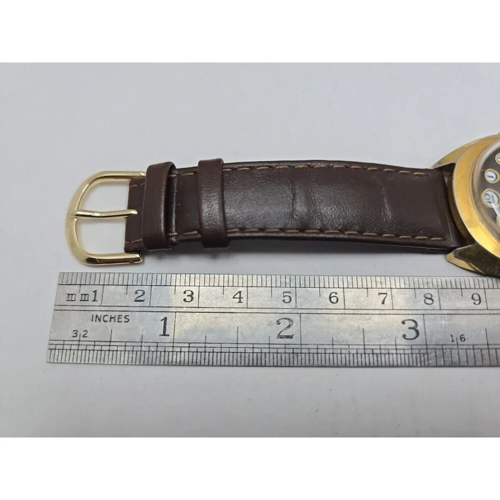 Vintage 1976 Timex Marlin Telephone Dial Day Date Hand Wind Gold Tone Mens Watch
